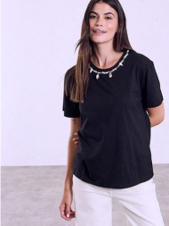 t-shirt με κρεμαστά κοχύλια και πέρλες sq7948.4529+2