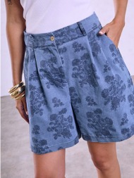 σορτς εμπριμέ με denim ...