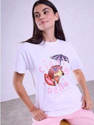 t-shirt με στάμπα σκυλάκι ciao bella sq7834.4503+1