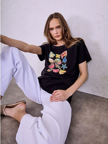 t-shirt με strass και πέρλες sq7572.4529+2