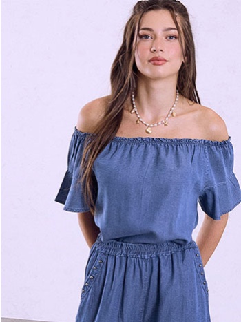 μπλούζα denim με ακάλυπτους ώμους sq7866.4237+4