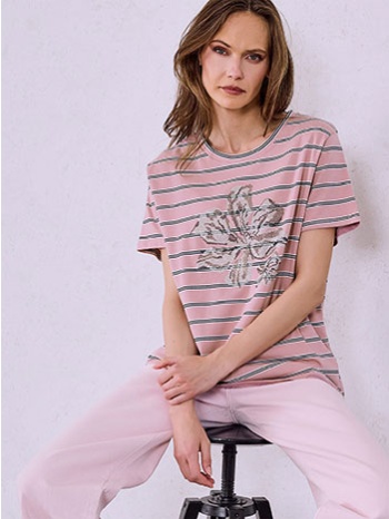 t-shirt ριγέ με strass sq7642.4617+4 σε προσφορά