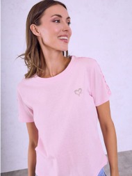 t-shirt με strass καρδιά ...