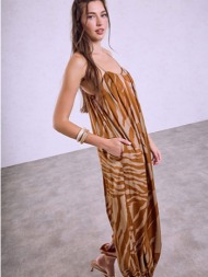 ολόσωμη φόρμα σατέν animal print sq7585.1316+2