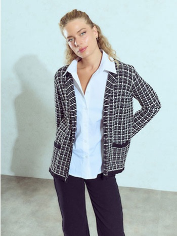 ζακέτα tweed μεταλλιζέ με strass wu7616.5520+2