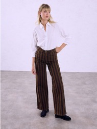 τζιν wide-leg με ρίγες wu7643.1689+1