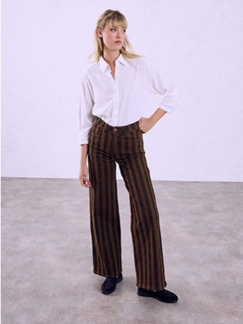 τζιν wide-leg με ρίγες wu7643.1689+1