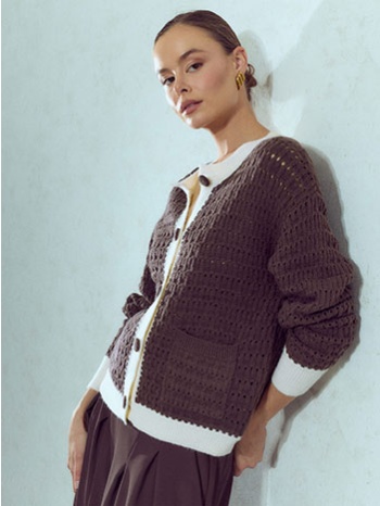 ζακέτα πλεκτή δίχρωμη wu7948.5577+3