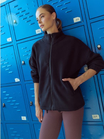 ζακέτα fleece μακριά wu1019.5218+5