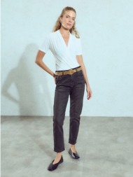 τζιν mom fit με ζώνη δερματίνης wu1628.1066+1
