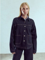 τζάκετ denim με ραφές σε αντίθεση wu1802.6759+1