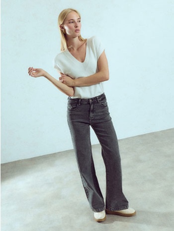 τζιν με βαμβάκι wide leg wu7643.1603+1