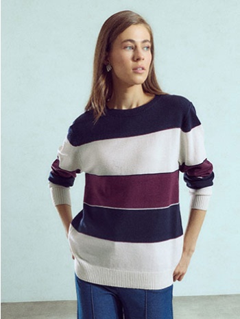 πουλόβερ ριγέ με μεταλλιζέ λεπτομέρειες wu1041.4106+4