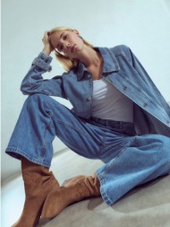 μπουφάν denim με κλασικό ...