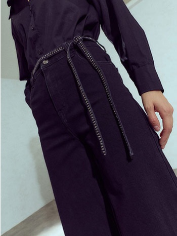 τζιν wide leg με strass στη ζώνη wu1628.1074+1