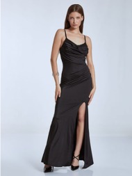 maxi ελαστικό φόρεμα με σούρες wq9552.8395+1