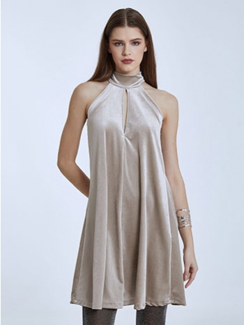 βελούδινο φόρεμα με δέσιμο wq8815.8001+3