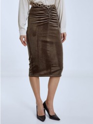 βελούδινη φούστα με σούρα wq2177.2001+1