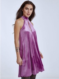βελούδινο φόρεμα με δέσιμο wq8815.8001+5