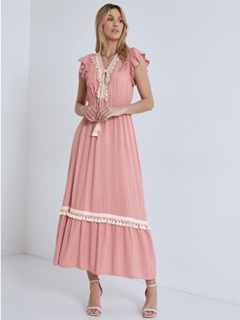 maxi φόρεμα με φουντάκια sm9856.8277+5