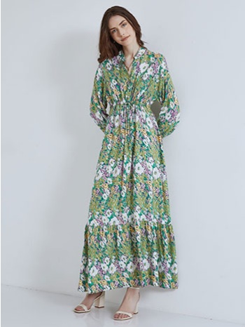 φλοράλ φόρεμα με μεταλλιζέ λεπτομέρειες sm1738.8192+2 σε προσφορά