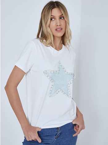 t-shirt με αστέρι και strass sm7895.4079+2