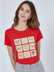 t-shirt με καρδιές και πεταλούδες sm7612.4025+2