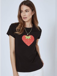 t-shirt φράουλα με strass sm7958.4389+2