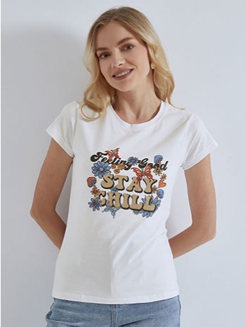 t-shirt με μεταλλιζέ λογότυπο stay chill sm7612.4012+2