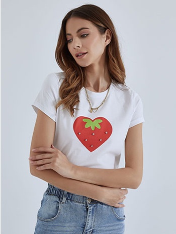 t-shirt φράουλα με strass sm7958.4389+1