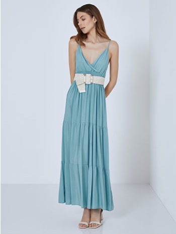 βαμβακερό maxi φόρεμα με σφηκοφωλιά sm7949.8488+3