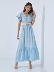 κρουαζέ maxi φόρεμα με βαμβάκι sm9856.8287+2