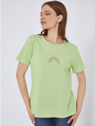 t-shirt με strass ουράνιο τόξο sm7616.4532+4