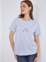 t-shirt με strass ουράνιο τόξο sm7616.4532+2