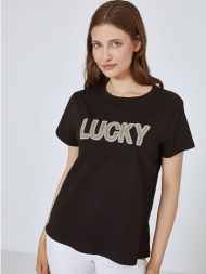 t-shirt lucky με strass sm7895.4875+4