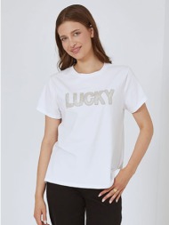 t-shirt lucky με strass sm7895.4875+2