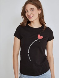 t-shirt με strass καρδιά και φιόγκο sm7958.4835+2