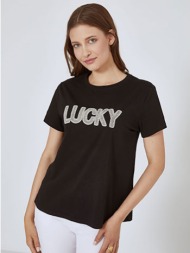 t-shirt lucky με strass sm7895.4875+3