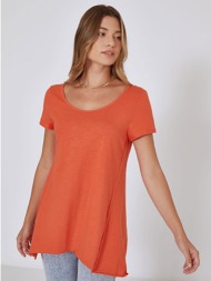 βαμβακερή μπλούζα με ασύμμετρο τελείωμα sm9428.4957+6