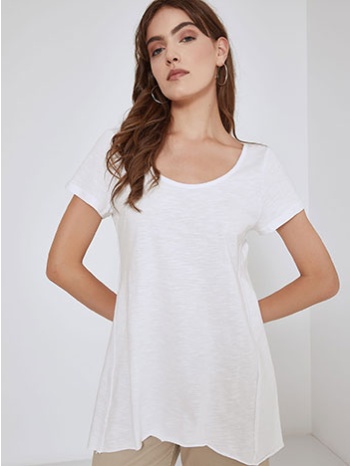 βαμβακερή μπλούζα με ασύμμετρο τελείωμα sm9428.4957+2