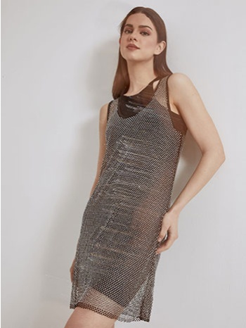 φόρεμα μίνι δίχτυ με strass sn9423.8816+1
