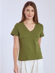 t-shirt βαμβακερό με v λαιμόκοψη sn9489.4795+2