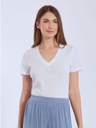 t-shirt βαμβακερό με v λαιμόκοψη sn9489.4795+3