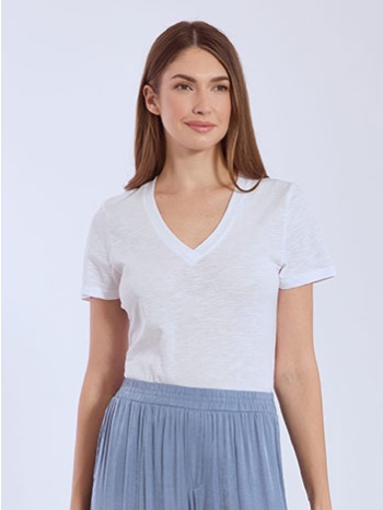 t-shirt βαμβακερό με v λαιμόκοψη sn9489.4795+3