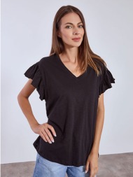 μπλούζα βαμβακερή με βολάν sn9489.4686+4