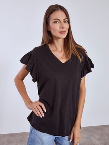 μπλούζα βαμβακερή με βολάν sn9489.4686+4