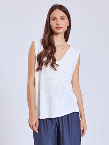 μπλούζα λινή αμάνικη sn7830.4143+1