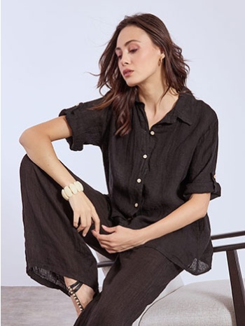 πουκάμισο λινό ασύμμετρο sn7639.3501+4