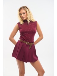 σορτς-φούστα πλισέ με ζώνη