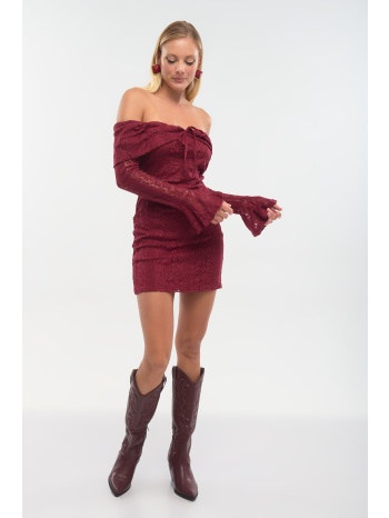 φόρεμα μίνι δαντέλα off-shoulder σε προσφορά